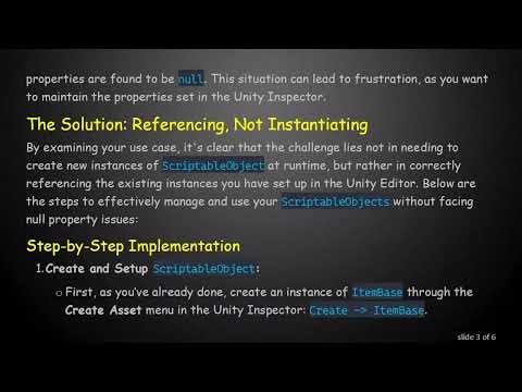 How to Effectively Use ScriptableObjects in Unity for Runtime Item Instantiation