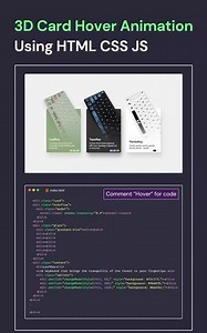 3D Card Hover AnimationUsing HTML CSS JS 💎 #coding #csscoding #webdesign