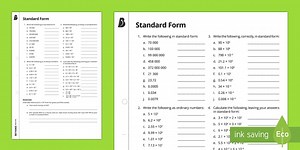 Standard Form Worksheet