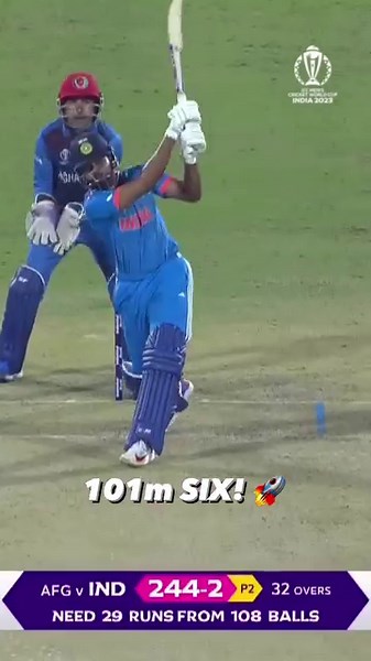 13M views · 10K reactions | A monstrous six! #INDvAFG #CWC23 #Cricket #CricketReels | ICC - International Cricket Council | Facebook