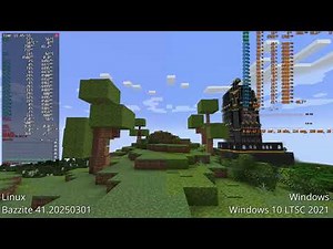 Minecraft 1.21.4 comparison - Linux (Bazzite) vs Windows 10 LTSC