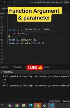 Function Argument & Parameter in Javascript | javascript interview question #shorts #javascript #js