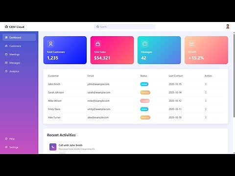 Admin dashboard using HTML and CSS | Dashboard tutorial | Admin Panel