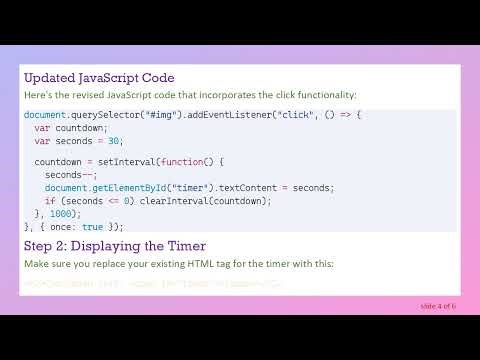 How to Initiate a 30 Second Timer with an Image Button in JavaScript