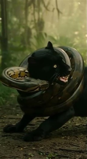 Panther vs Python 🐆💥 Who Will Win This Deadly Duel? #panther #python #junglebattle #wildlife #snake