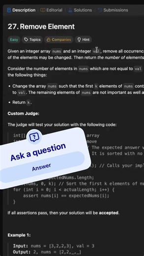 Remove Elements Leetcode #coding #codinginterview #leetcode #programming ‪@TechScopeByVaishali‬