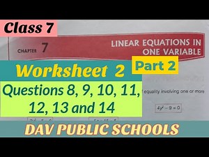 Dav maths class 7 chapter 7 Linear Equations in One variable Worksheet 2 - Part 2