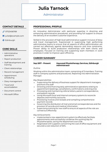 6 Administrator CV examples   guide & CV templates for 2026