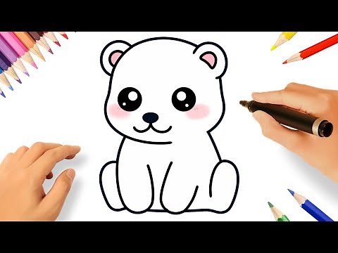 HOW TO DRAW A CUTE POLAR BEAR EASY ❤️