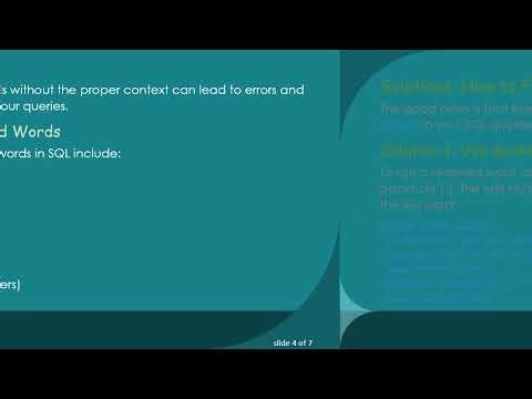 Troubleshooting SQL Queries: Fixing Reserved Words in Table Creation