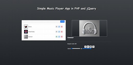 Simple Music Player in PHP and jQuery Free Source Code