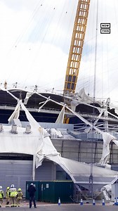 126K views · 138 reactions | Record-breaking winds from Storm Eunice ripped the roof off the dome of the O2 Arena in London, closing the arena and sending clean-up crews scrambling. The O2 is the second largest indoor venue in the UK and the busiest music venue in the world by ticket sales. | NowThis | Facebook