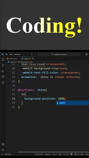HTML CSS Shining Text Animation | #shorts #coding