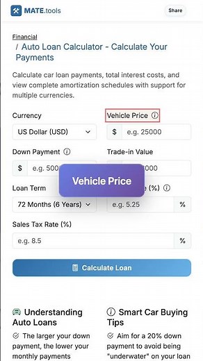 Auto Loan Calculator - Calculate Your Payments for FREE #Shorts
