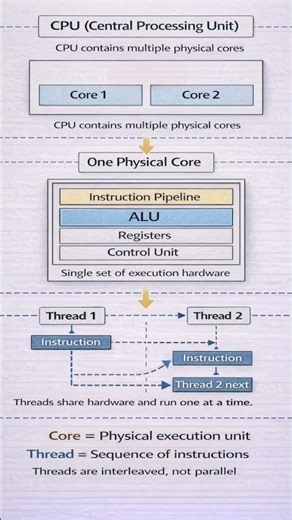 CPU vs Core vs Thread Explained Clearly | How Threads Actually Work Inside a Core