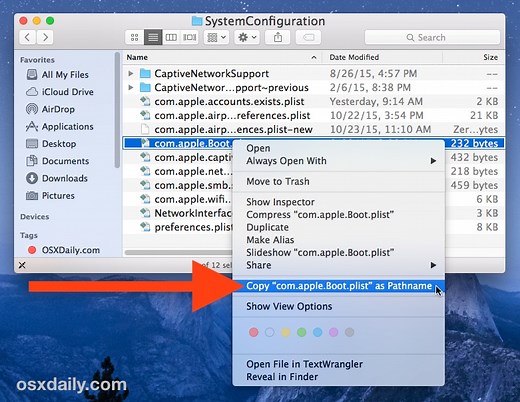 How to Copy a File Path as Text from Mac Finder in Mac OS X