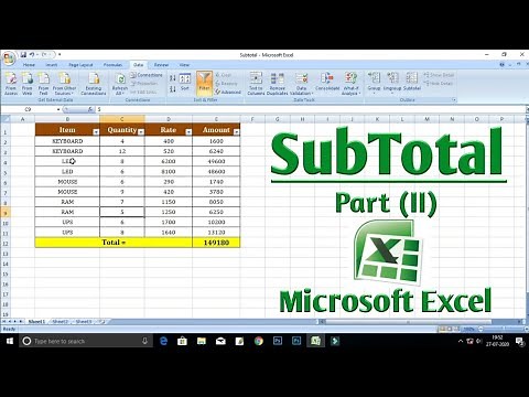 How to Create Subtotal in Microsoft Excel Part-II
