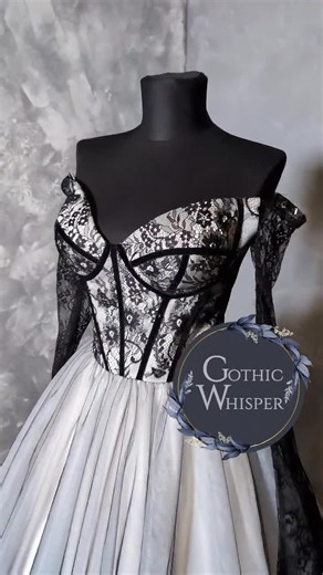 Gothic Black and White Wedding Dress - Etsy