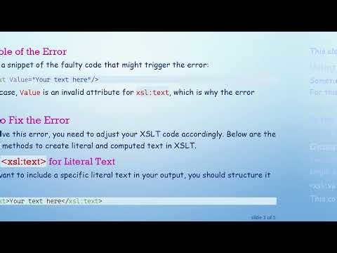 Solving the Error: 'Value' is an Invalid Attribute for 'xsl:text'