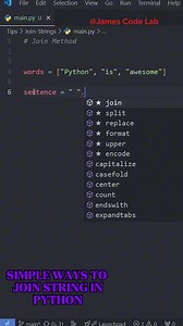 Python tutorial for Beginners - Join Methods | James Code Lab