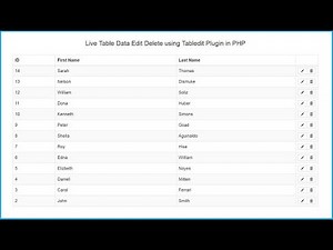 Live Table Data Edit Delete using Tabledit Plugin in PHP
