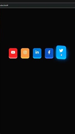 3D Neon Social Icon Animation using HTML CSS