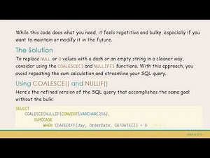 How to Replace NULL or 0 Values with - or an Empty String in SQL