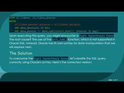 Resolving Right Parenthesis Error in Oracle SQL Developer