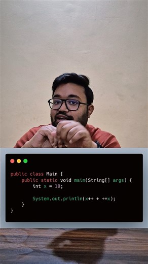 Shashwat Tiwari on Instagram: "This looks easy… but most people get it wrong 👀 Pre-increment vs Post-increment never fails to confuse 🤯 👉 What’s the output? Comment your answer before reading others 👇 For more such DSA & Java traps, check shashcode.com 🚀 Learn smart. Code daily. 💻🔥 ---------------------------------------------------------------------------- Java output question, increment operator, pre increment post increment, java tricks, coding logic, dsa practice, interview questions,