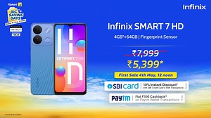 311K views · 1.1K reactions | Presenting the All New Infinix Smart 7 HD in the Flipkart Big Saving Days at just Rs. 5,399. ✅4GB + 64GB ✅Fingerprint Sensor The First Sale in the Flipkart Big Saving Days from 4th May, 12 pm! Know More | Flipkart | Facebook