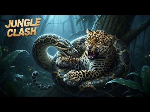 Python vs Leopard – Jungle Clash 🐍🐆 | Roar & Wings