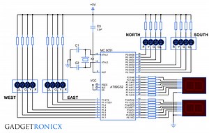 Four way Traffic light system using 8051 Microcontroller and 7 Segment - Gadgetronicx