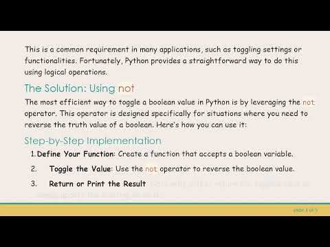 Effortless Toggle: The Shortest Way to Set Boolean Values in Python