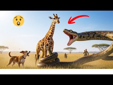 Smart Dog Helps Rescue Team Save Giraffe from Giant Python Attack!