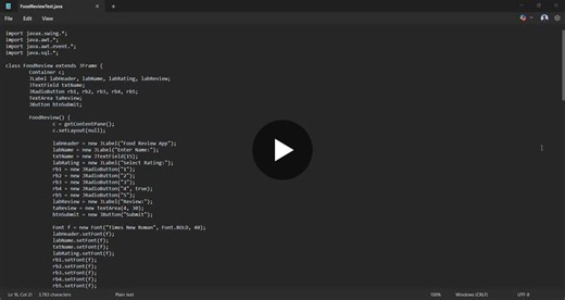 Java Food Review App with MySQL Database | Omkar Ambrale posted on the topic | LinkedIn