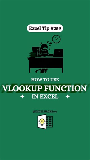 Excelhacks101 | Daily Excel Tips on Instagram: "Find Data Using Vlookup in Excel 🖱️📊 Perfect for quick data updates & smooth dashboards! Don’t miss out — Save this for later 🔖 #excel #data #productivity #exceltips #tutorial corporate"