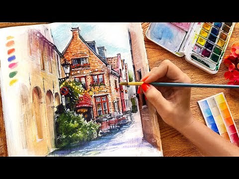 Tips for Ink & Watercolor Sketching! STEP by STEP