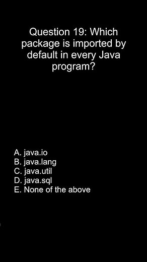 Java Programming MCQ | Question [19] | Test Your Java Skills #codinginterview #javapractice