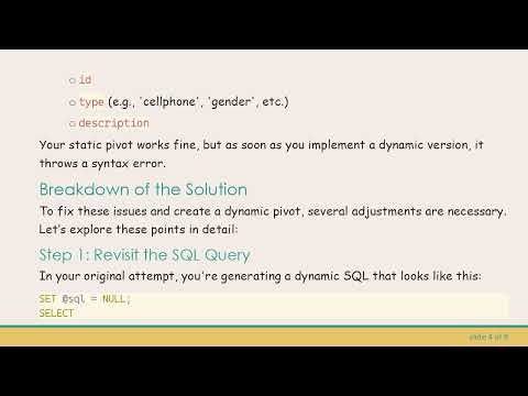 Solving the Dynamic MySQL Pivot Table Syntax Error
