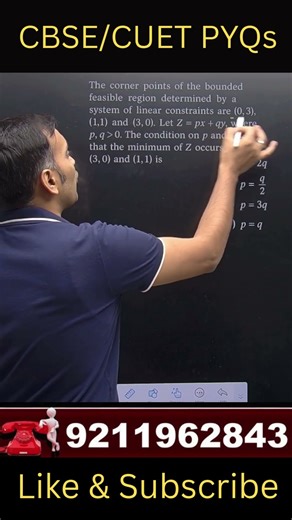 LPP | Corner Points Method | Condition for Minimum of Z = px + qy #modx4maths #cbsepyq