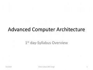 Advanced Computer Architecture - SlideServe