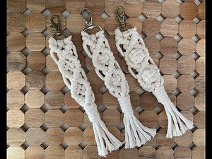 Macrame Keychain | Beginner Tutorial | Clove Hitch, Square and Berry, Macadamia, or Button Knot