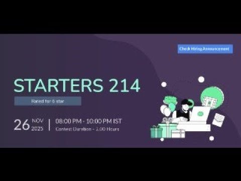 Codechef Starters 214 Today Contest Solutions Check Live Chat