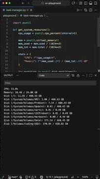 CPU, RAM & ALL drives - Build your own Task Manager in Python #programming #python #coding