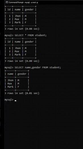 How to use SELECT and WHERE MySQL Statement in CMD (Query Specific Data)