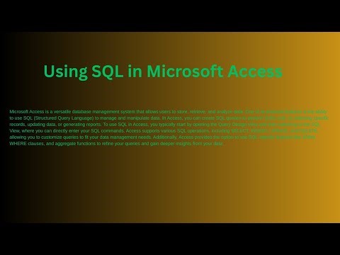 Information Technology Grade 12 Unit 3: Using SQL In Microsoft Access