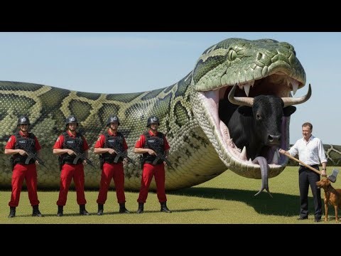 Terrifying Python Attack! Brave Rescue Team Saves Injured Bull🐍🐂