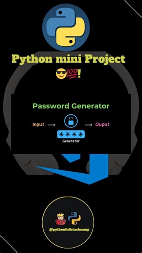 pythonfullstackcamp on Instagram: "Generating strong passwords with Python! 🐍🔐 Keywords Python Password generator Python project Random password Coding project Python code Cybersecurity Learn Python Programming Python beginner Secure password #Python #Password #Generator #Security #Code Project Development Programming Automation Utility"