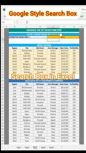 How to Create a Search Box in Excel | Advance Filter Function! #excel #ytshorts #viral #filter