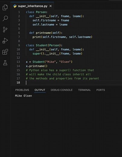 "Python Inheritance: Using super() to Access Parent Class Methods and Properties in Child Classes"